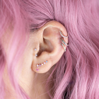 Piercing hélix et conch, tragus, anti-hélix et lobe- By Les Audacieuses - Anneau argenté  Cran