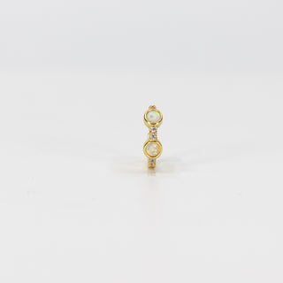 Mini créole doré boucle d'oreille opale zirconium lobe