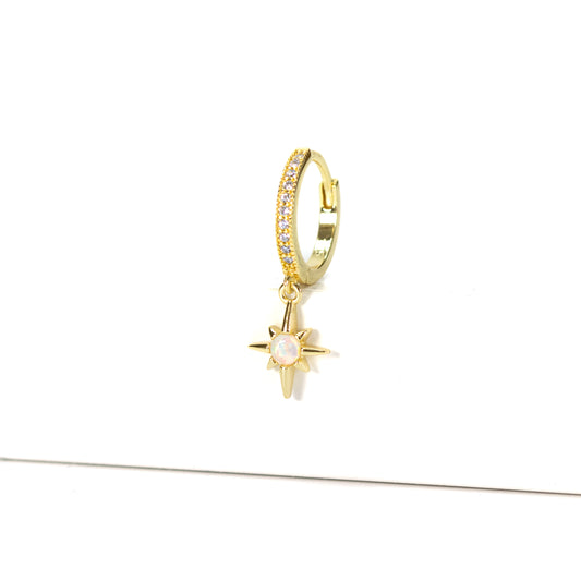 Mini créole étoile opale gold doré or  pendentif 