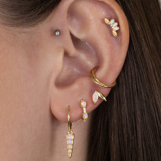 mini créole puce d'oreille boucle d'oreille fleur opale doré gold