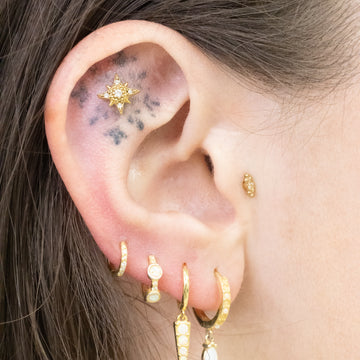 Barbell Piercing Cartilage Oreille étoiles Doré Acier Chirurgical 1.2x6 Mm - Neuf Avec étiquettes