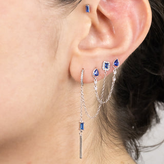 Boucle d'oreille chaine double argent