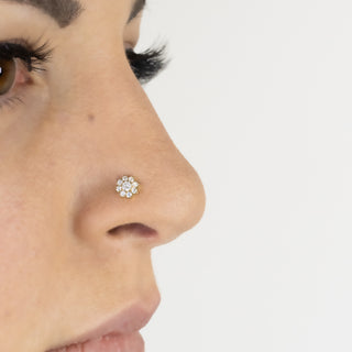 piercing nez narine nostril strass blanc fleur