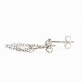 puce d'oreille double chaine argent