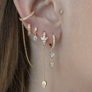 earcuff chainette argent plaque or 