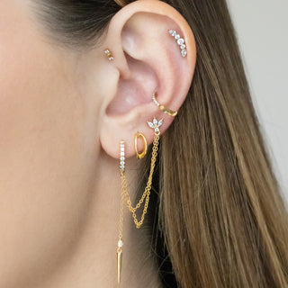 boucle oreille argent 925 plaque or et piercing titane astm f136