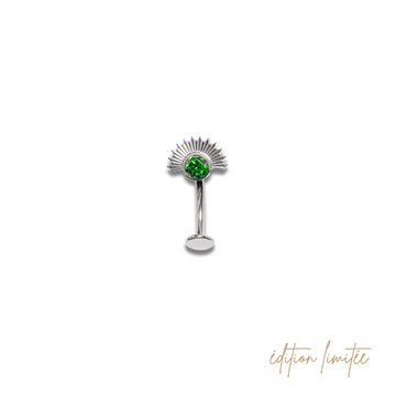Percing Pour Nombril En Acier Inoxydable - Tête De Mort Avec Strass Vert - Tige 10mm