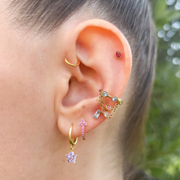 Piercing Cartilage Hélix Courbé 7 Strass - Acier Chirurgical, Tige 1.2x6mm, Neuf Avec étiquette