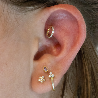 piercing rook double anneau strass