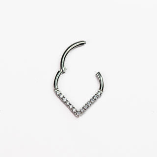 Piercing septum et daith - By Les audacieuses - Anneau argenté à strass en clip